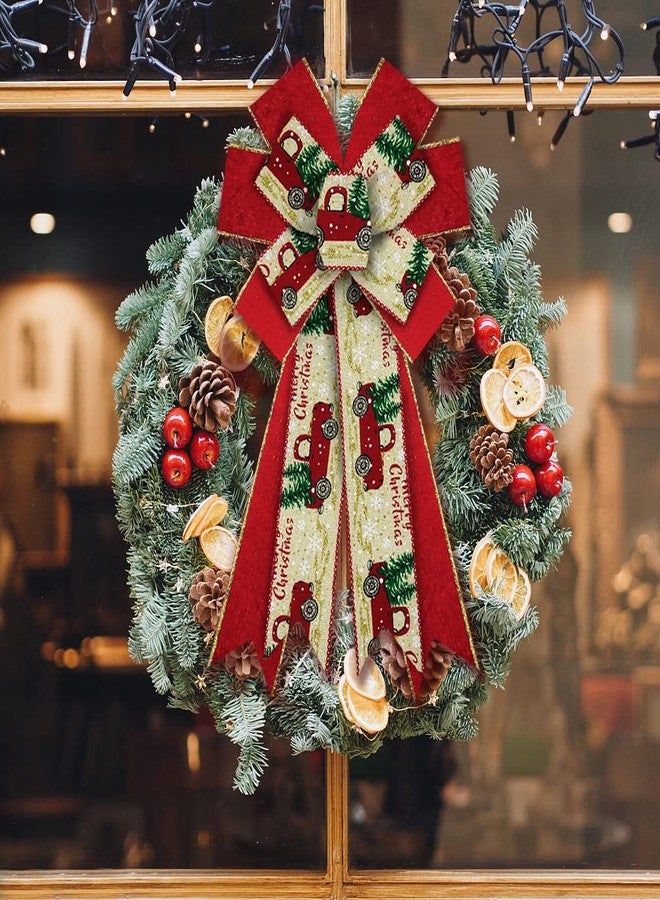 ABTOLS Large Christmas Bows for Wreath, Red Velvet Glitter Wreath Bows Christmas Red Truck Bows for Front Door, Merry Christmas Burlap Ornament Tree Topper Bows for Christmas Indoor Outdoor Decor - Image 4